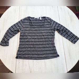 Striped Gray Women's Top Marsh Landing LG